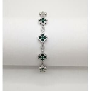 Women’s Silverstone Cubic Zirconia and Green Clover Leaf Gemstone Bracelet